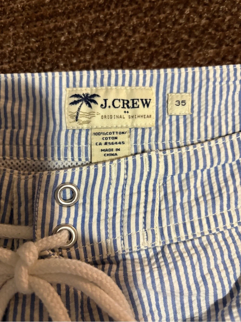 J. Crew Men’s Blue Seersucker Swim Trunks